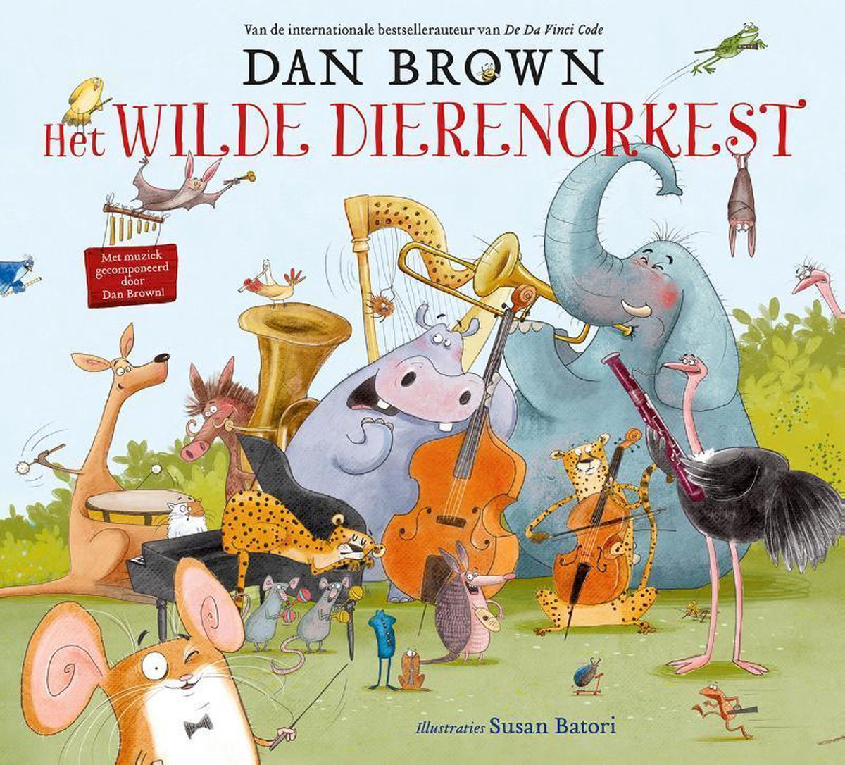 cover van het prentenboek 'Het wilde dierenorkest', nieuw prentenboek van Dan Brown