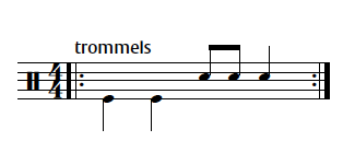 Notenvoorbeeld 1: A-deel: trommels