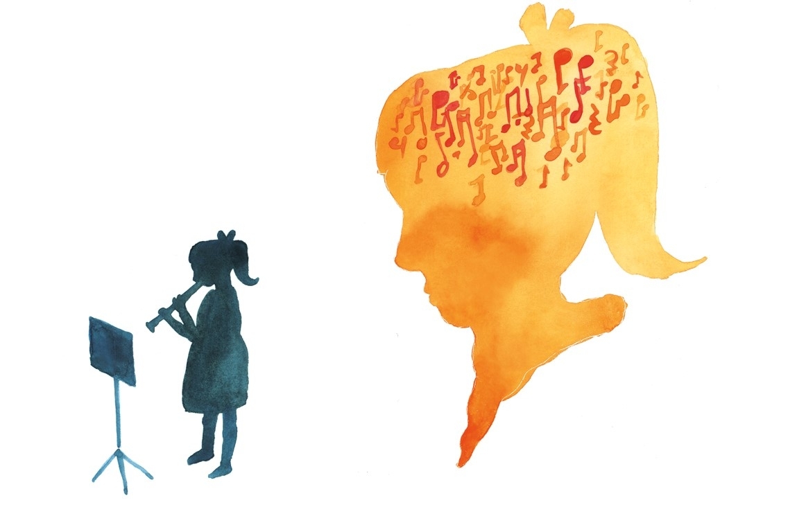 Dyslexie en muziek. Illustratie Winneke Hazewinkel