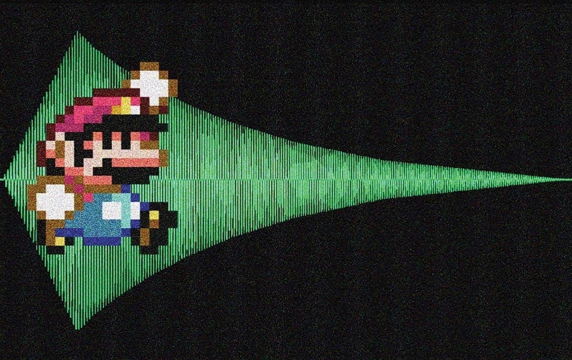 Pixel Mario. Mario is een populair game-figuurtje. 