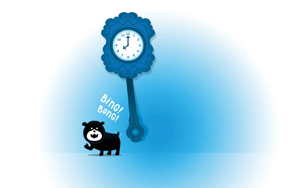 Tik tak gaat de klok. Illustratie Emerson Paulus voor Loulou & Lou