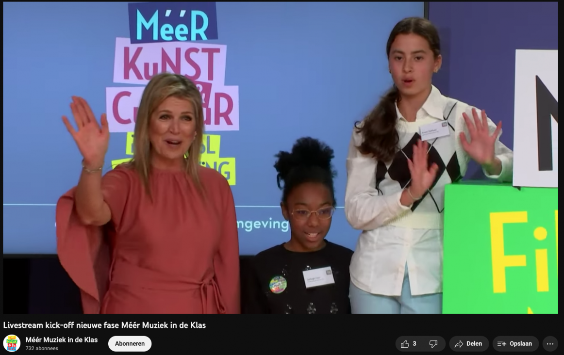 Livestream Koerswijziging Meer Muziek in De Klas met Koningin Máxima