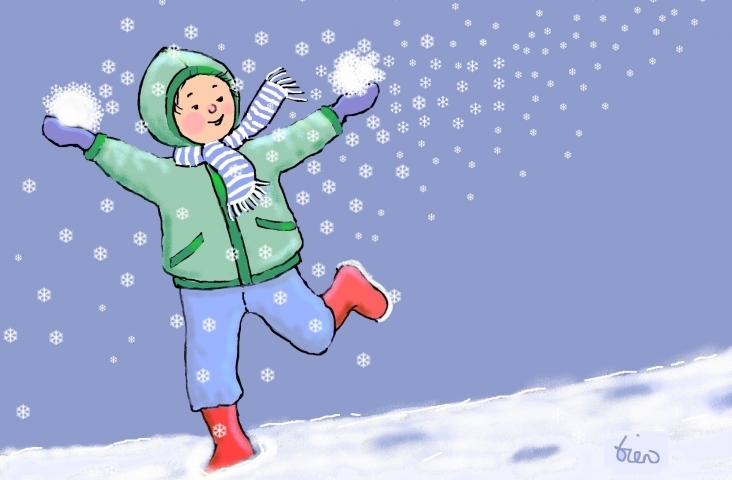 Hoeveel sneeuwvlokken gaan met Emil mee naar Nederland? Illustratie © Tineke Vlaming