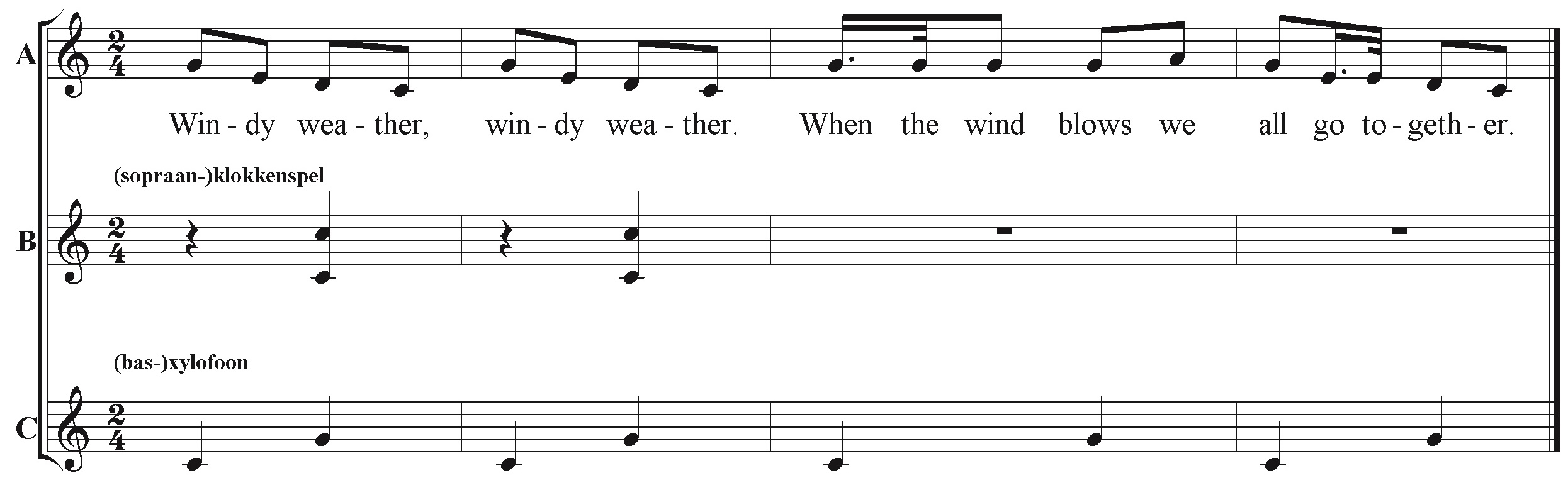 'Windy Weather', arrangement van het Amerikaanse volksliedje 'Frosty Weather'