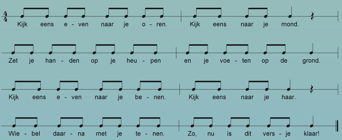 Spreektekst Kijk eens even in de spiegel. In 4/4 maat.