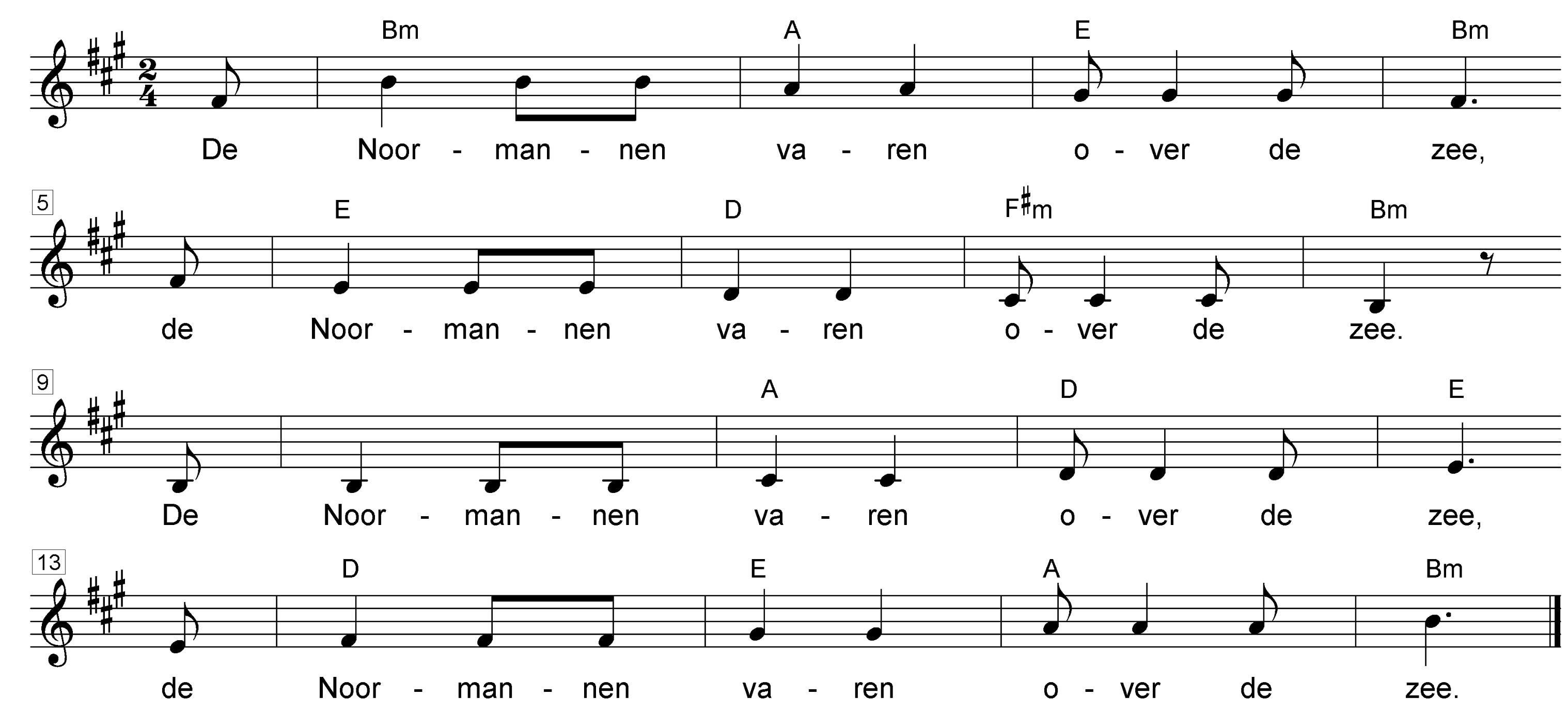 bladmuziek van het liedje 'De Noormannen - dorische ladder'