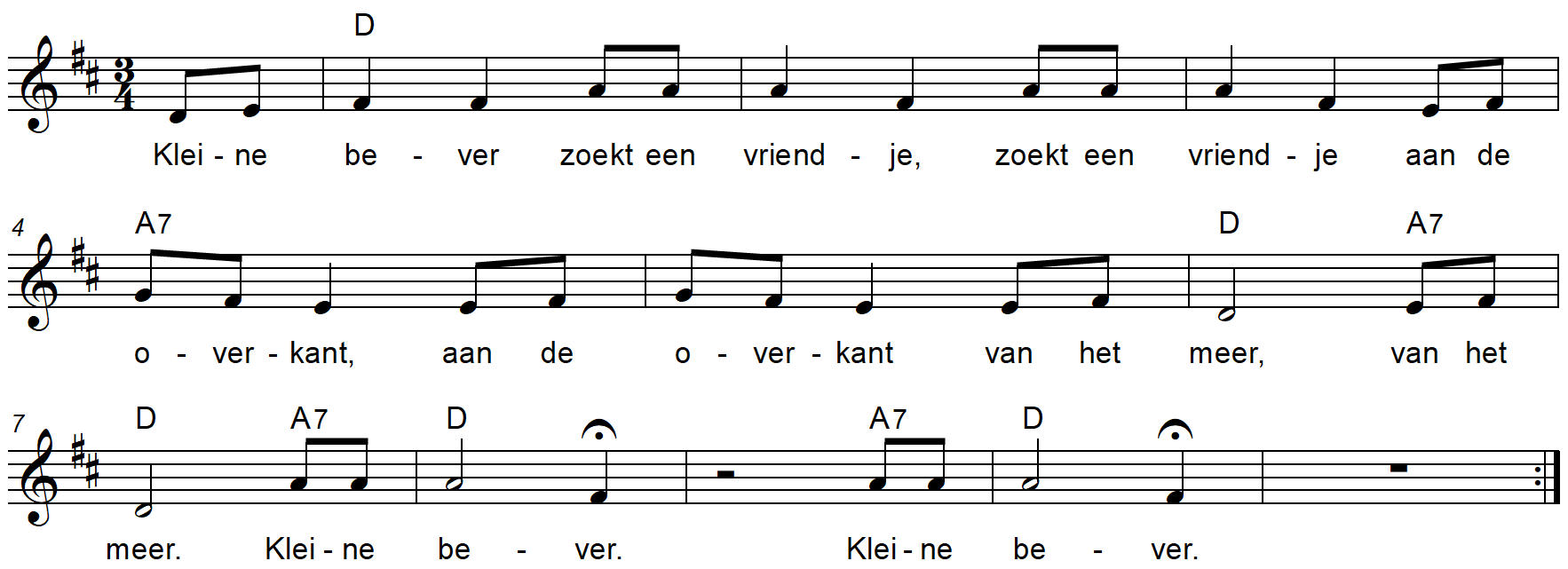 'Kleine Bever en de echo', lied van Marjolijn Daudt met voor- en nazang (echo), en passend bij het gelijknamige prentenboek.