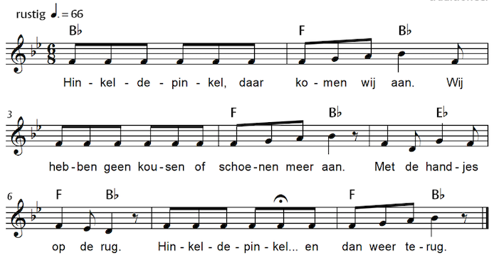 Hinkeldepinkel Notenvoorbeeld Hinkeldepinkel